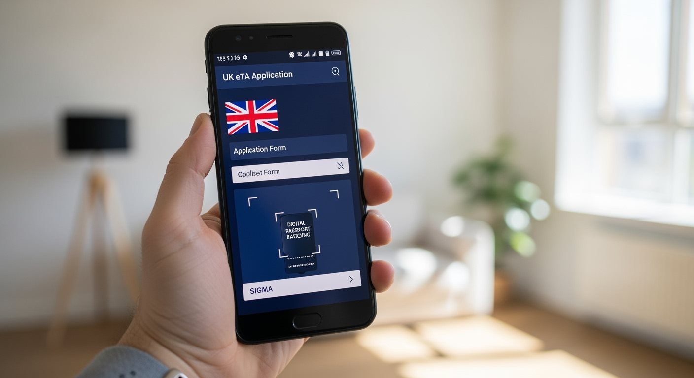 Formulaire eTA Angleterre sur smartphone